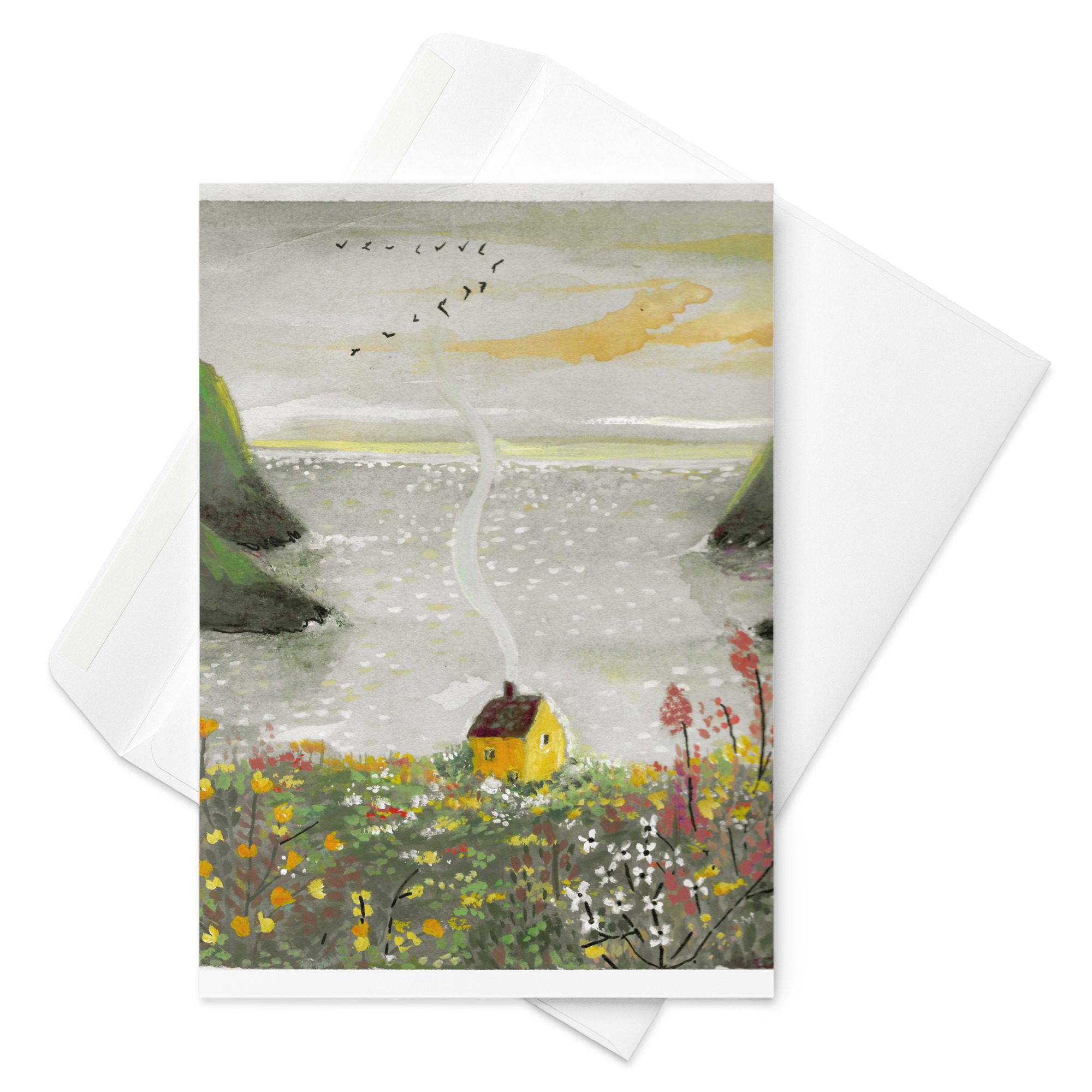 The Little House by the Endless Blue - Greeting card