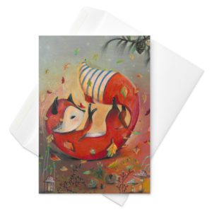 Playing in Falling Gold - Greeting card